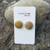 Fabric Button Earrings Gold